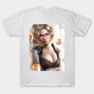 Cute Red Glasses Android 18 from Dragon Ball T-Shirt